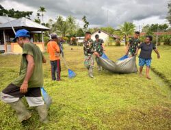 Hidup Bermasyarakat, Satgas Yonif 122/TS Pos Yamara Gotong-Royong Bersihkan Gereja Diperbatasan Papua