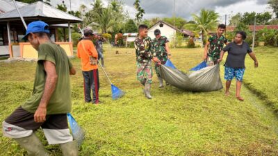 Hidup Bermasyarakat, Satgas Yonif 122/TS Pos Yamara Gotong-Royong Bersihkan Gereja Diperbatasan Papua