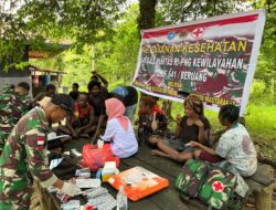 Sinergitas Melangkah Bersama, Satgas Yonif 641/Bru Bersama Koramil dan Puskesmas Airu Gelar Pelayanan Kesehatan di Kampung Apiaru